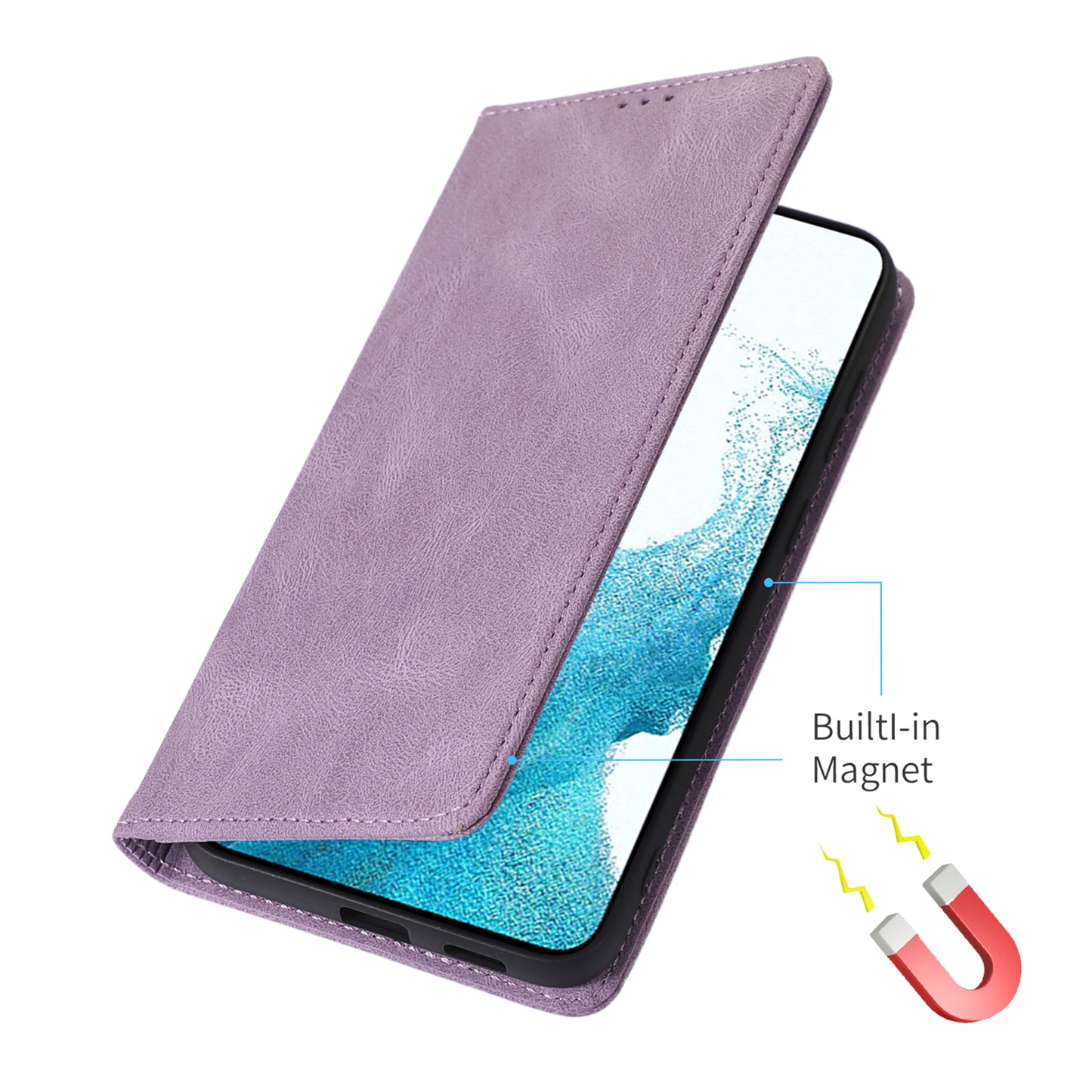 For Samsung Galaxy S24+ PU Leather Mobile Phone Case Magnetic Stand Cover Wallet - Purple