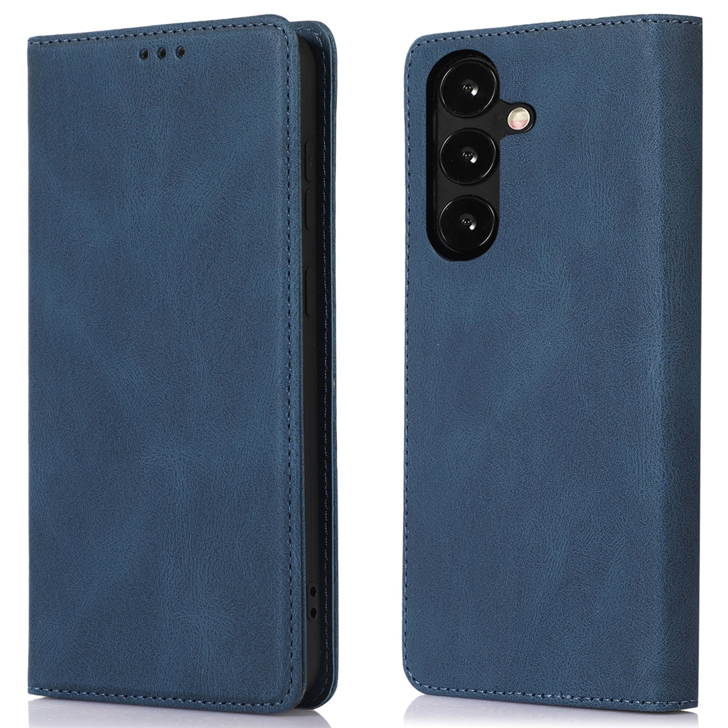 For Samsung Galaxy S24+ PU Leather Mobile Phone Case Magnetic Stand Cover Wallet - Blue