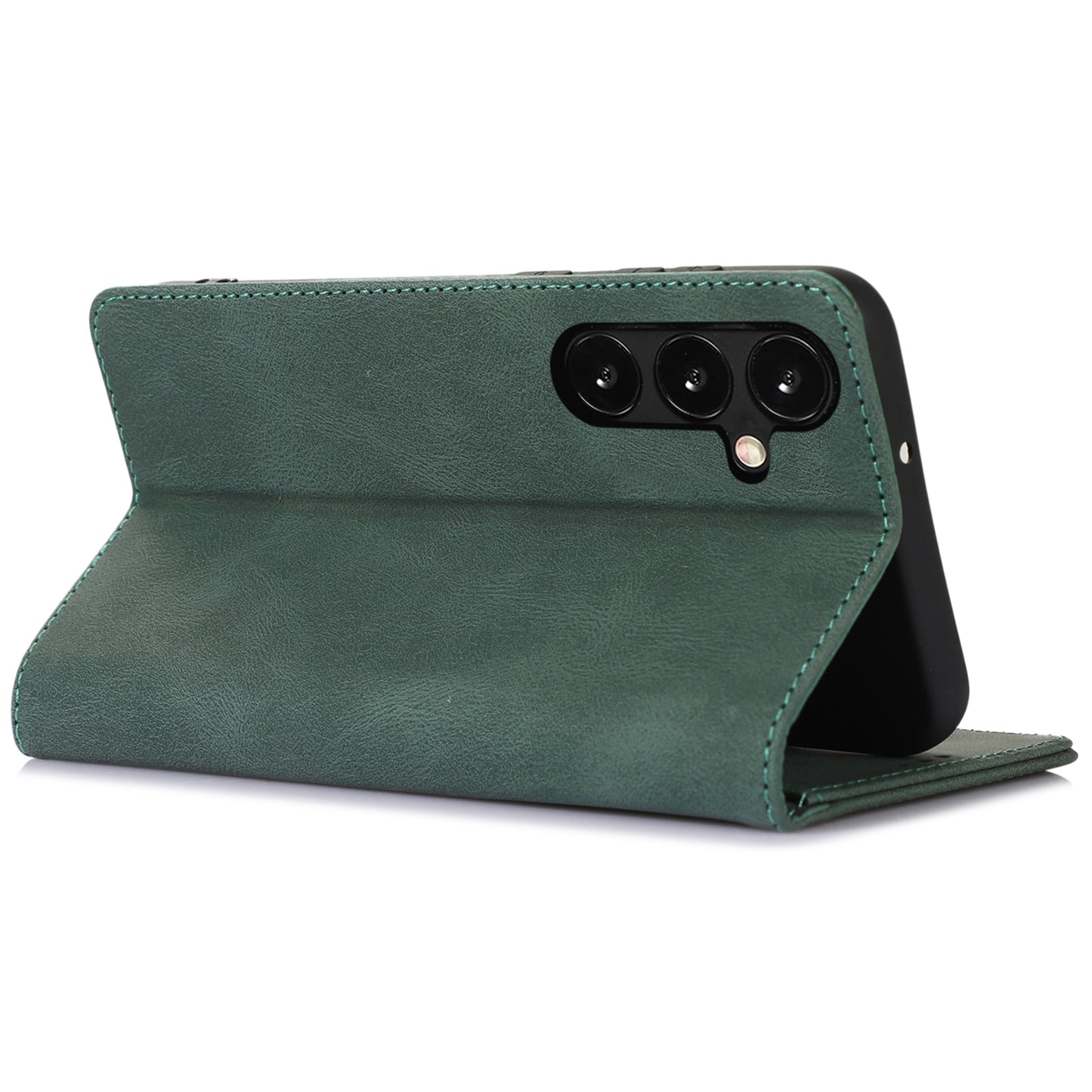 For Samsung Galaxy S24+ PU Leather Mobile Phone Case Magnetic Stand Cover Wallet - Green
