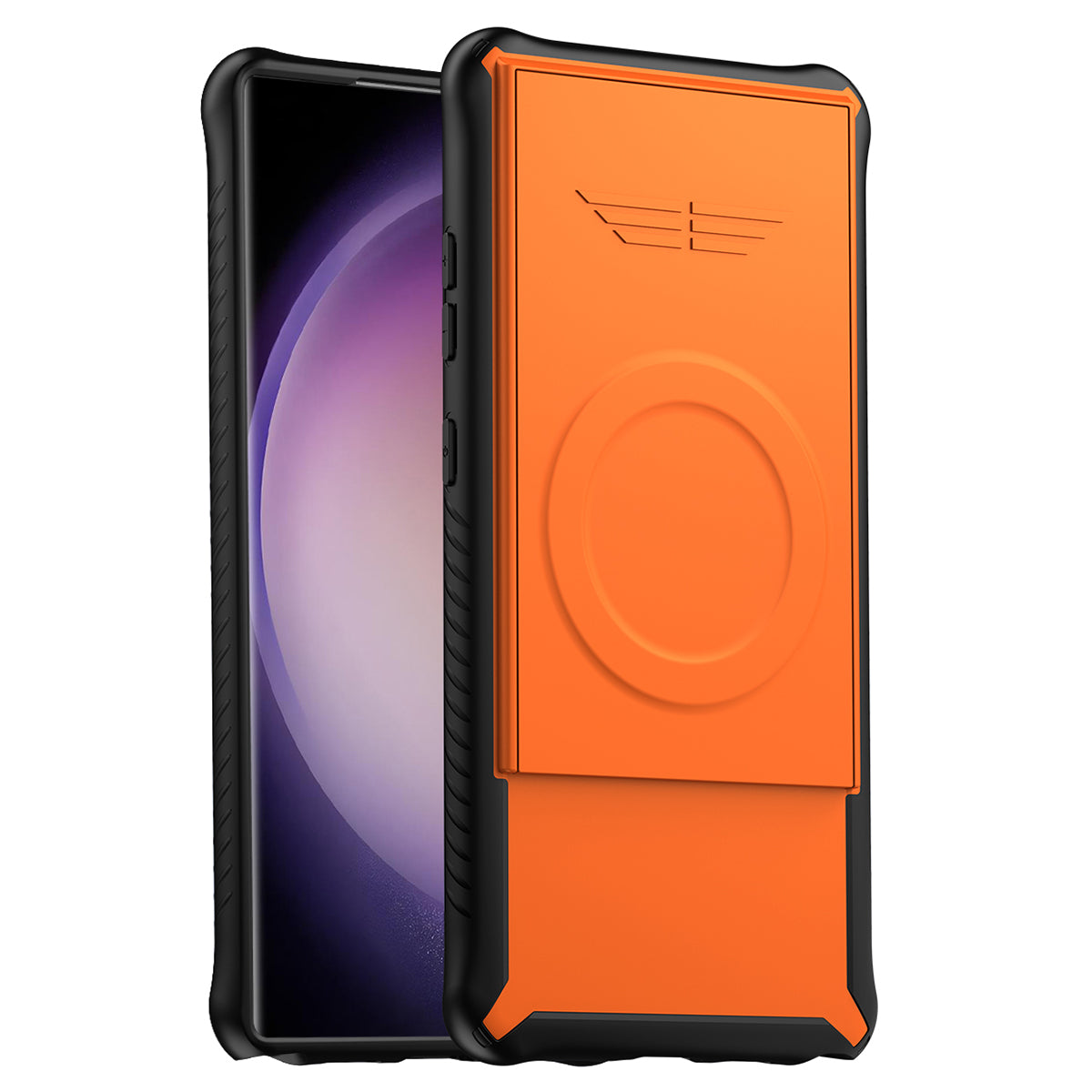 GKK For Samsung Galaxy S24 Magnetic Phone Case Slide Camera Protection Cover with Card Holder - Orange