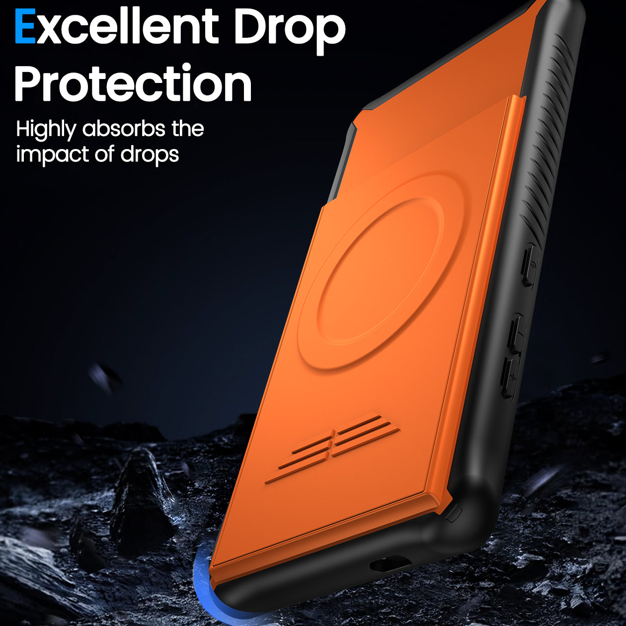 GKK For Samsung Galaxy S24 Magnetic Phone Case Slide Camera Protection Cover with Card Holder - Orange