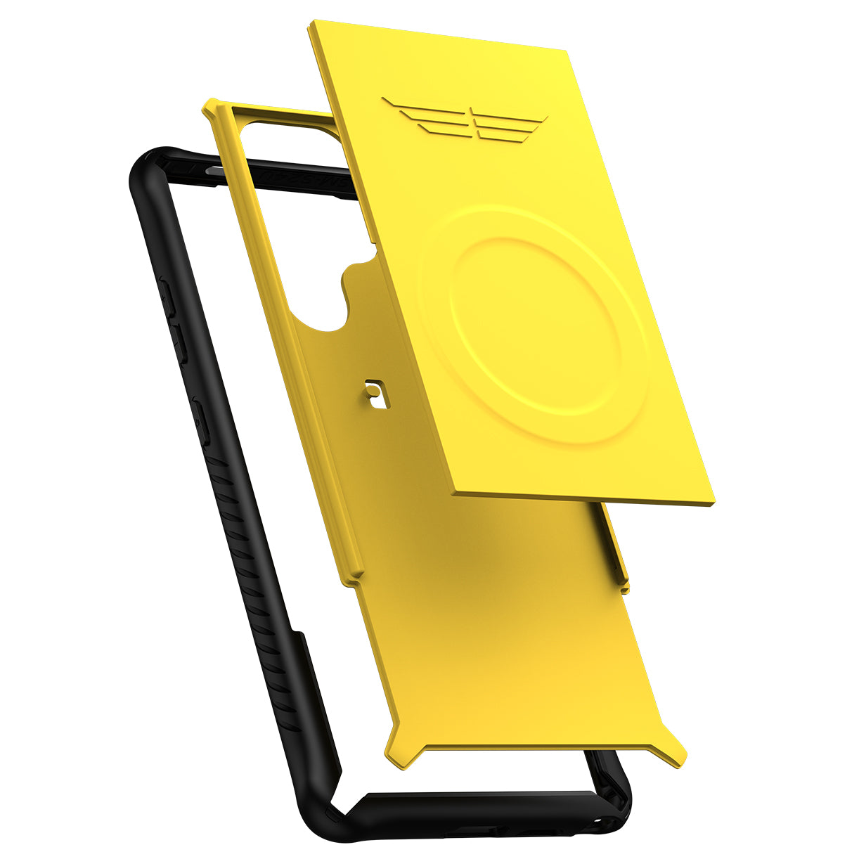 GKK For Samsung Galaxy S24 Magnetic Phone Case Slide Camera Protection Cover with Card Holder - Yellow