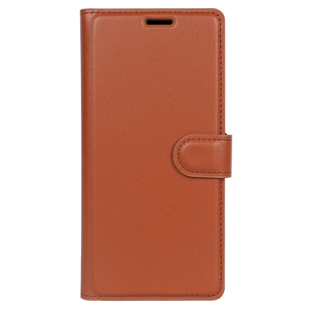 For Samsung Galaxy S24 Ultra Case Litchi Texture Wallet Phone Cover with Stand - Brown
