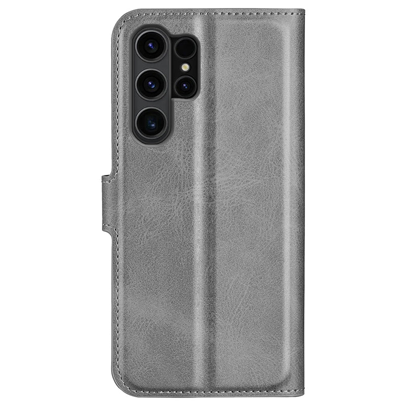For Samsung Galaxy S24 Ultra Case Calf Texture PU Leather Protective Wallet Phone Cover - Grey