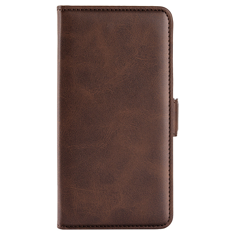 For Samsung Galaxy S24 Ultra Case PU Leather Dual Magnetic Clasp Protective Cover - Brown