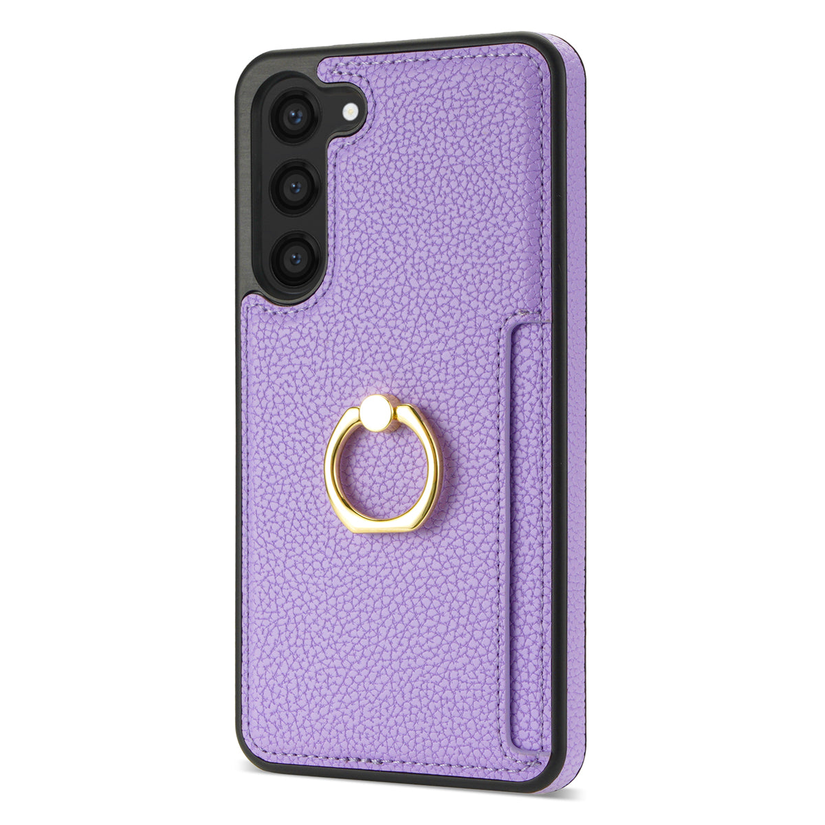 For Samsung Galaxy S24 Cell Phone Case PU Leather + TPU Card Holder Cover with Kickstand - Purple