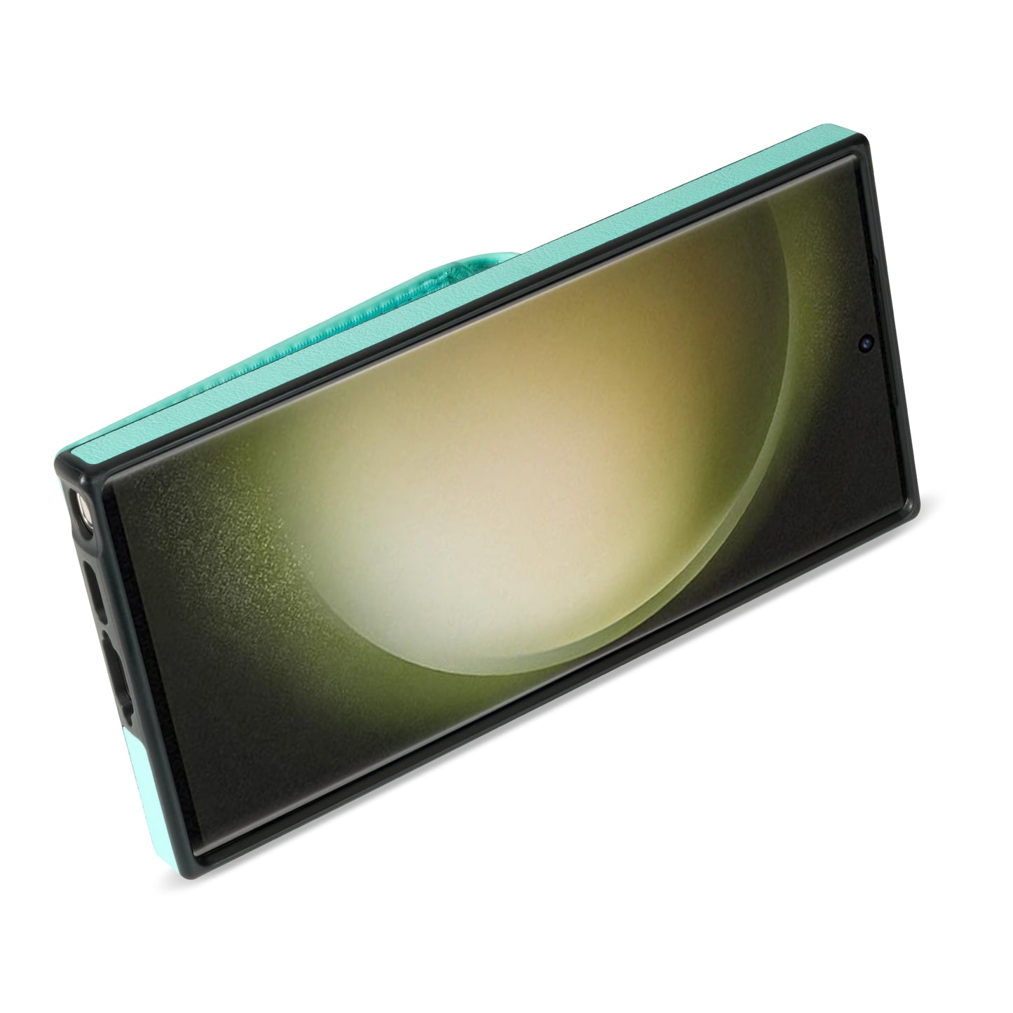 For Samsung Galaxy S24 Ultra Leather Coated TPU Cover Zipper Pocket Card Slots Phone Case with Kickstand - Green