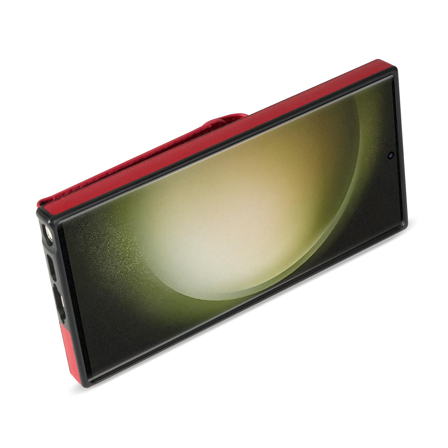 For Samsung Galaxy S24 Ultra Leather Coated TPU Cover Zipper Pocket Card Slots Phone Case with Kickstand - Red