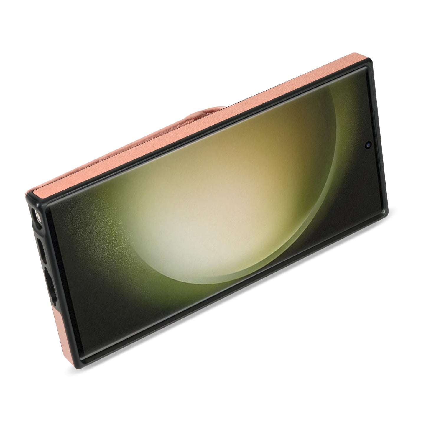 For Samsung Galaxy S24 Ultra Leather Coated TPU Cover Zipper Pocket Card Slots Phone Case with Kickstand - Pink