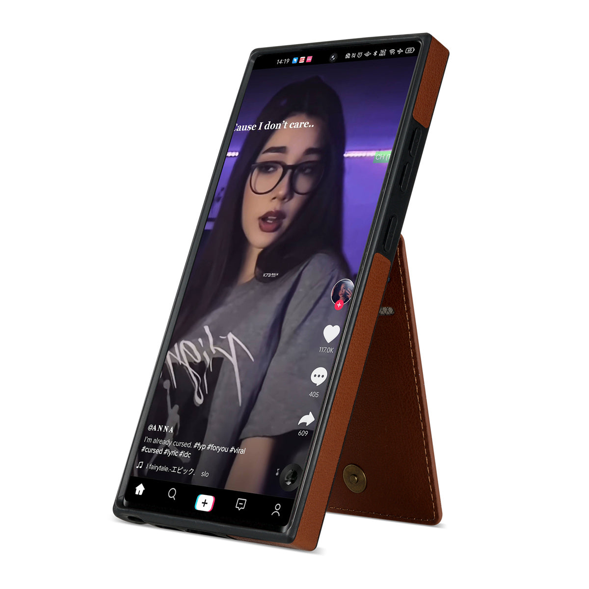 N.BEKUS For Samsung Galaxy S24 Ultra Case Leather+TPU Vertical Flip Card Holder Cover - Brown