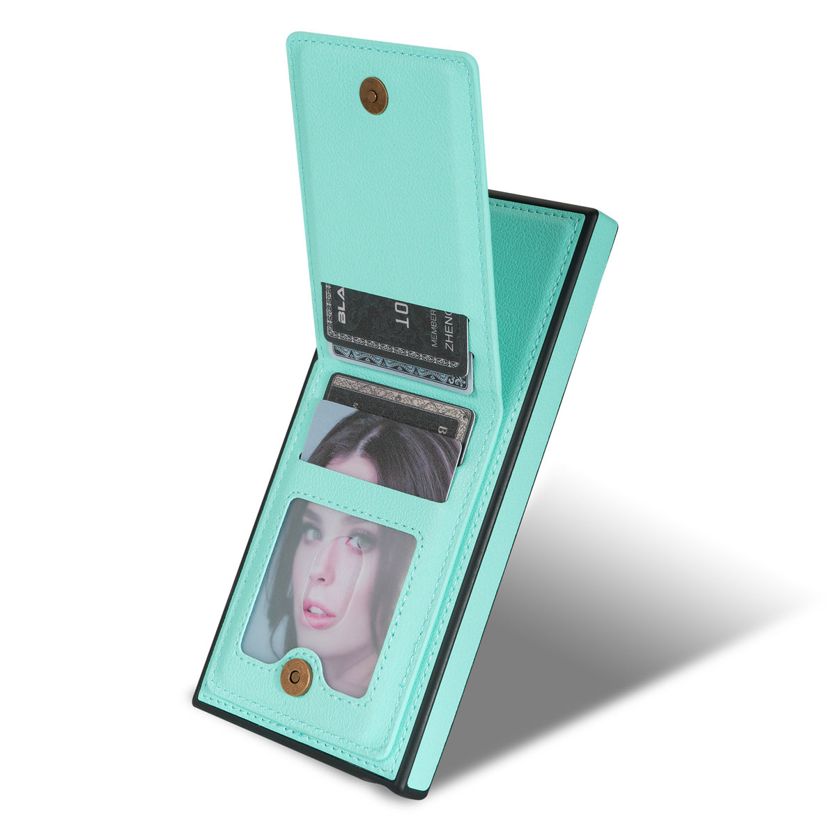 N.BEKUS For Samsung Galaxy S24 Ultra Case Leather+TPU Vertical Flip Card Holder Cover - Green