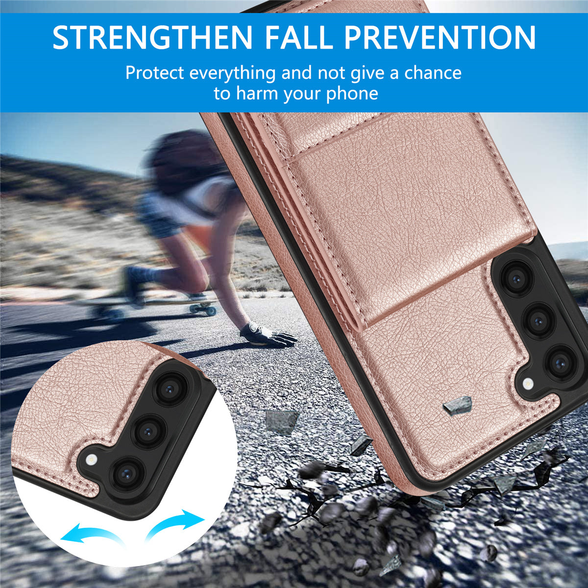 N.BEKUS For Samsung Galaxy S24+ Cell Phone Case Vertical Flip Card Holder Leather+TPU Cover - Pink