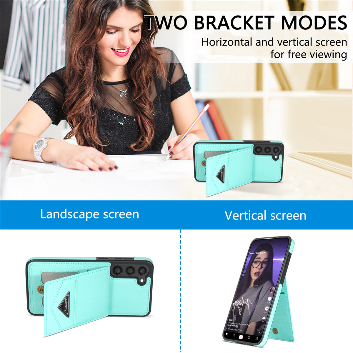 N.BEKUS For Samsung Galaxy S24 Case Leather+TPU Vertical Flip Card Holder Kickstand Phone Cover - Green