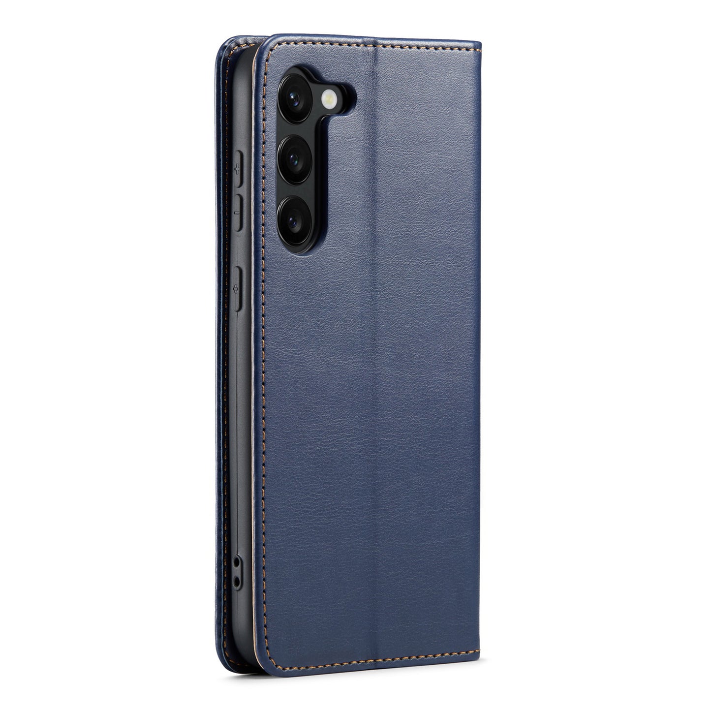 FIERRE SHANN For Samsung Galaxy S24 Case PU Leather Wallet Phone Guard Cover - Blue