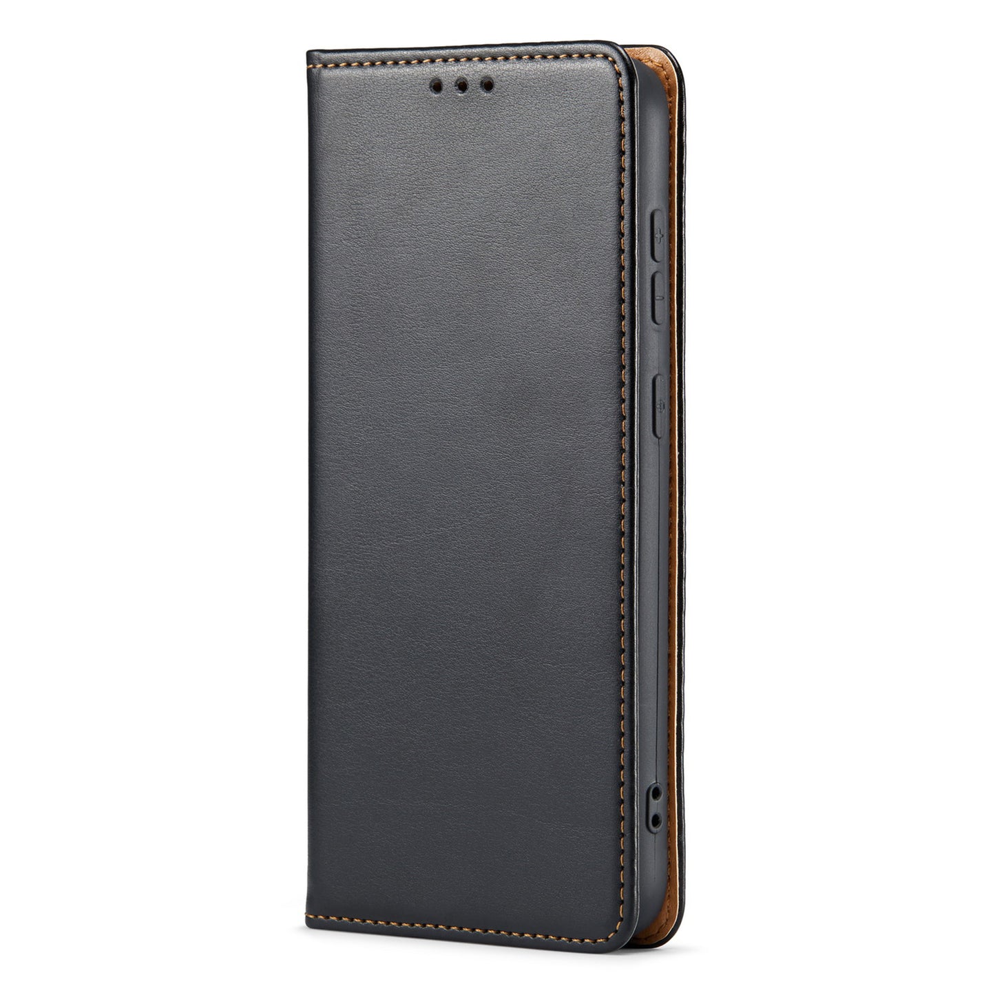 FIERRE SHANN For Samsung Galaxy S24 Case PU Leather Wallet Phone Guard Cover - Black