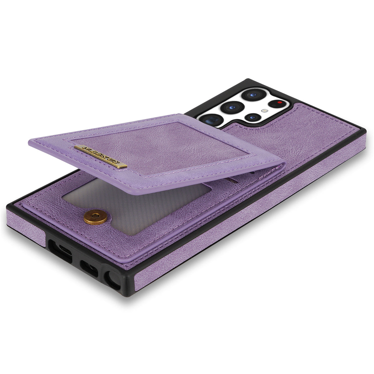 N.BEKUS For Samsung Galaxy S24 Ultra Kickstand Cover RFID Blocking Phone Case - Purple