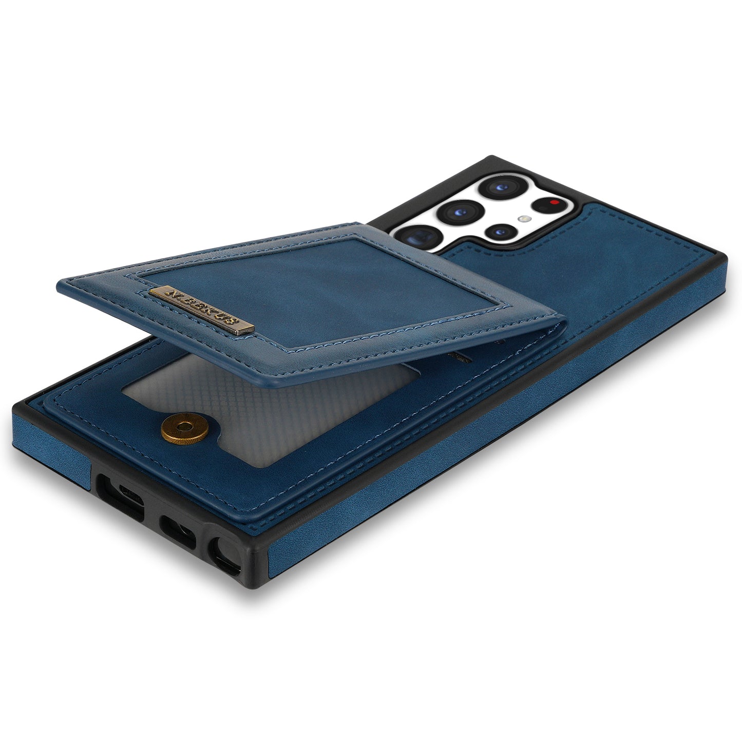 N.BEKUS For Samsung Galaxy S24 Ultra Kickstand Cover RFID Blocking Phone Case - Blue