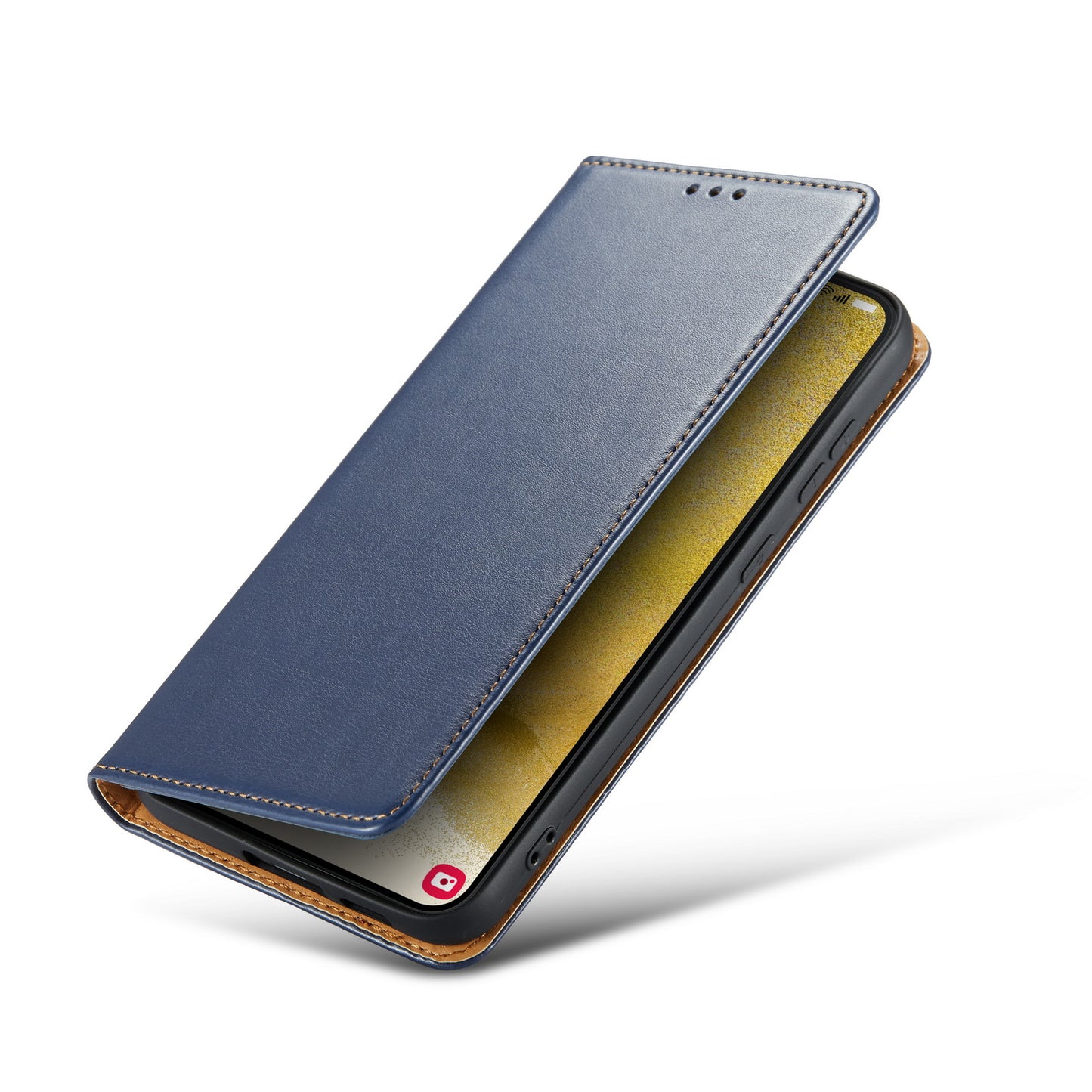 FIERRE SHANN For Samsung Galaxy S24+ Magnetic Case PU Leather+TPU Smart Phone Protector - Blue