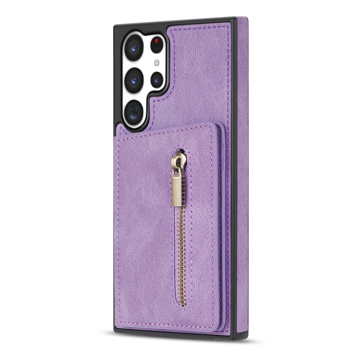 For Samsung Galaxy S24 Ultra Magnetic Phone Case PU Leather Coated TPU Wallet Cover - Purple