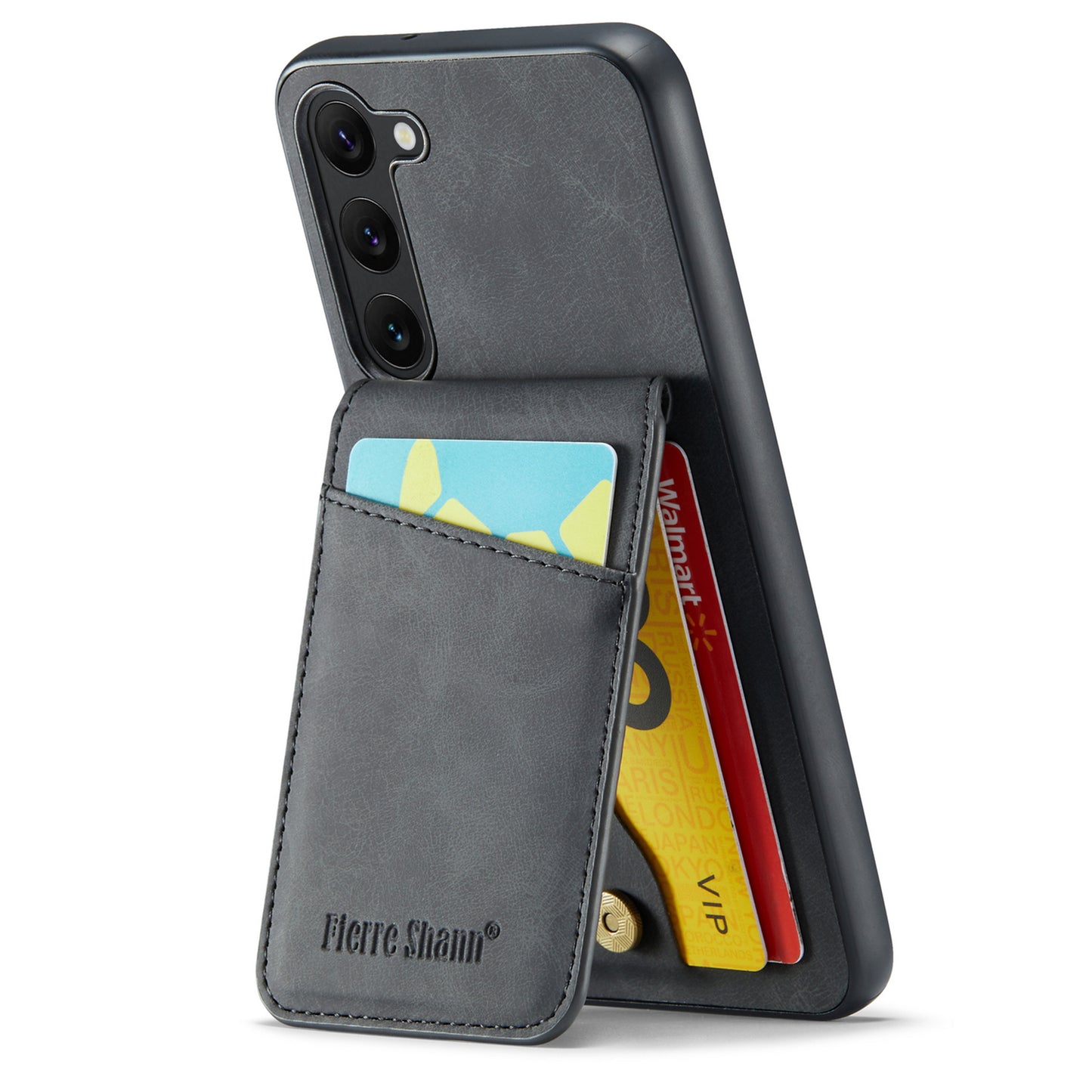 FIERRE SHANN For Samsung Galaxy S24+ Case RFID Blocking PU Leather+TPU Phone Cover - Black