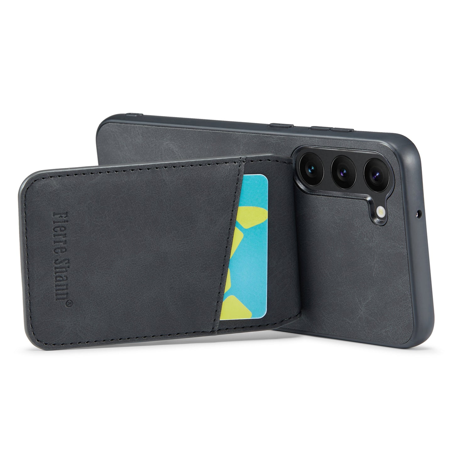 FIERRE SHANN For Samsung Galaxy S24+ Case RFID Blocking PU Leather+TPU Phone Cover - Black