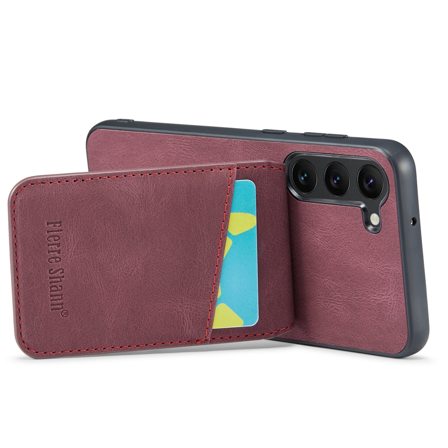 FIERRE SHANN For Samsung Galaxy S24+ Case RFID Blocking PU Leather+TPU Phone Cover - Red