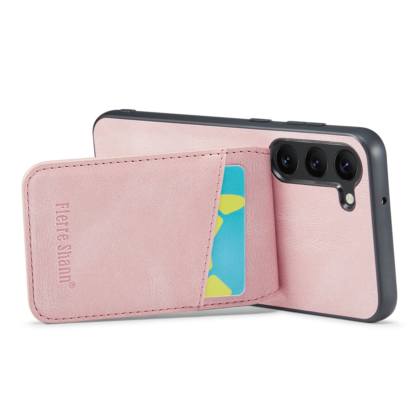 FIERRE SHANN For Samsung Galaxy S24+ Case RFID Blocking PU Leather+TPU Phone Cover - Pink