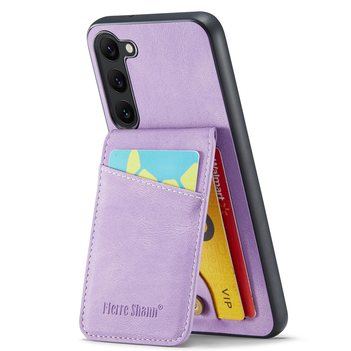 FIERRE SHANN For Samsung Galaxy S24+ Case RFID Blocking PU Leather+TPU Phone Cover - Purple