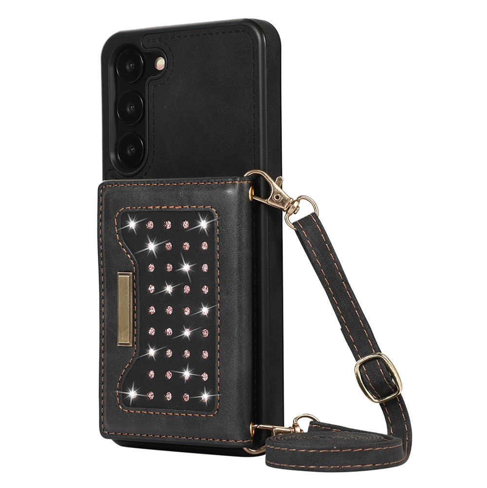 For Samsung Galaxy S24+ Case Wallet RFID Blocking Phone Kickstand Cover - Black