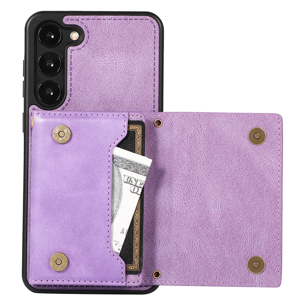 For Samsung Galaxy S24+ Case Wallet RFID Blocking Phone Kickstand Cover - Purple