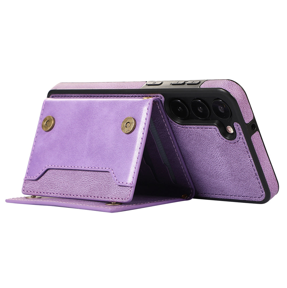 For Samsung Galaxy S24+ Case Wallet RFID Blocking Phone Kickstand Cover - Purple