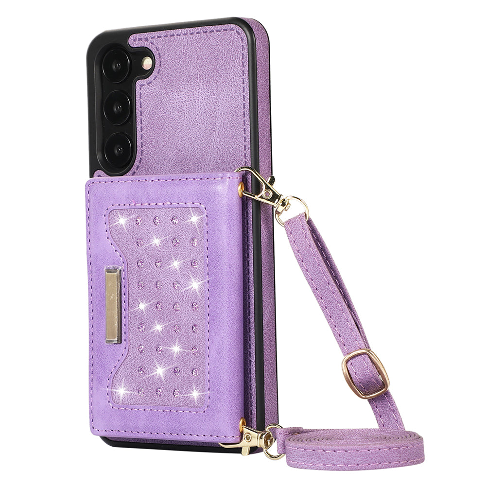 For Samsung Galaxy S24+ Case Wallet RFID Blocking Phone Kickstand Cover - Purple