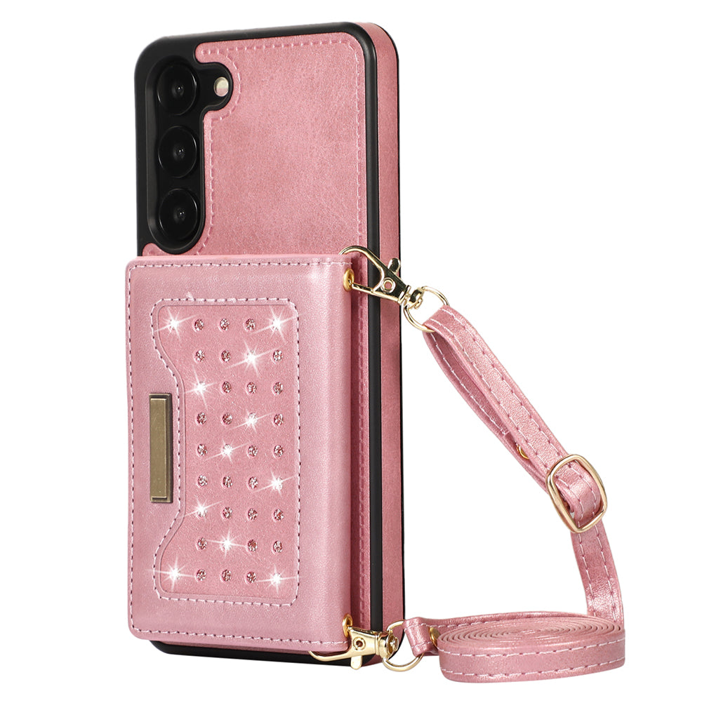 For Samsung Galaxy S24 Kickstand Case RFID Blocking Wallet Phone Cover - Rose Gold