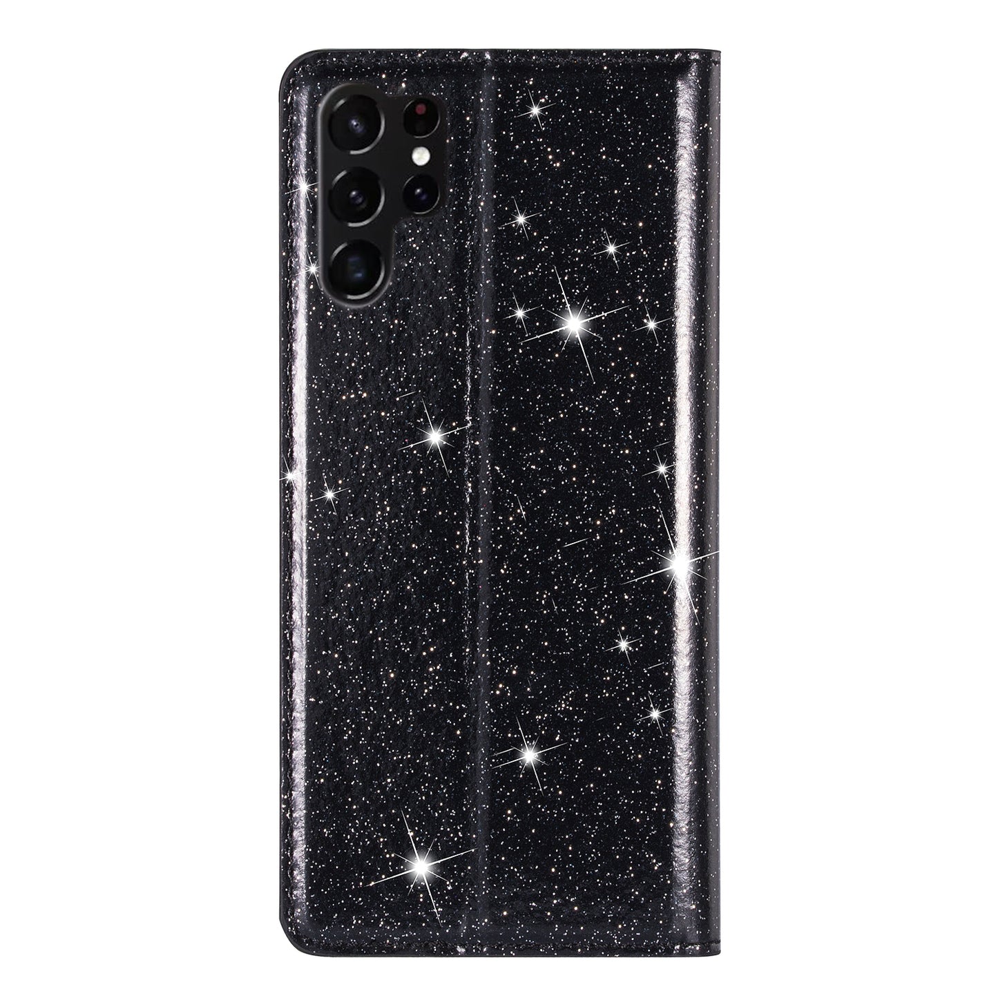 For Samsung Galaxy S24 Ultra Case Card Holder PU Leather Stand Cover - Black