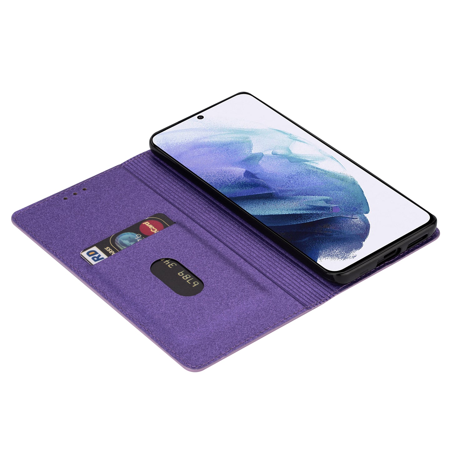 For Samsung Galaxy S24 Ultra Case Card Holder PU Leather Stand Cover - Purple