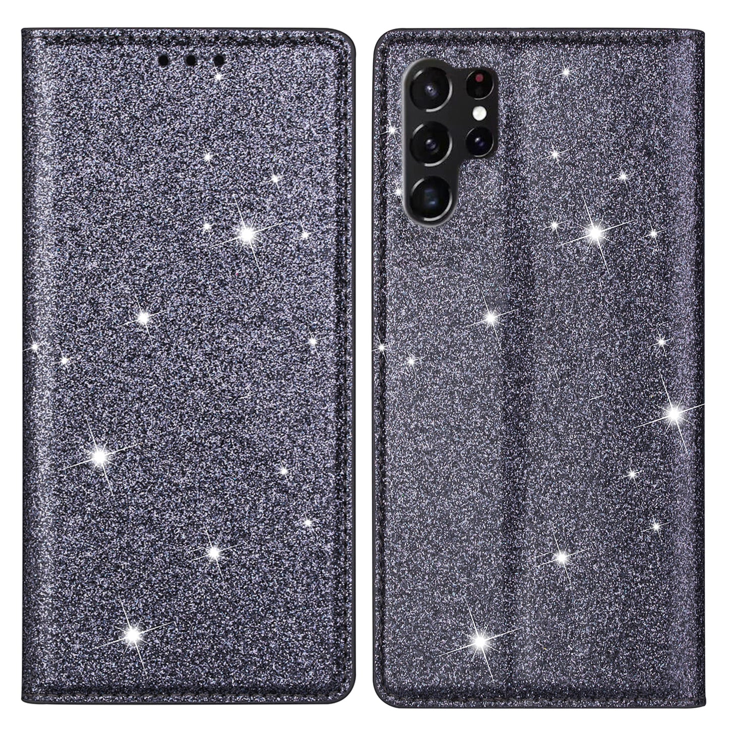 For Samsung Galaxy S24 Ultra Case Card Holder PU Leather Stand Cover - Grey