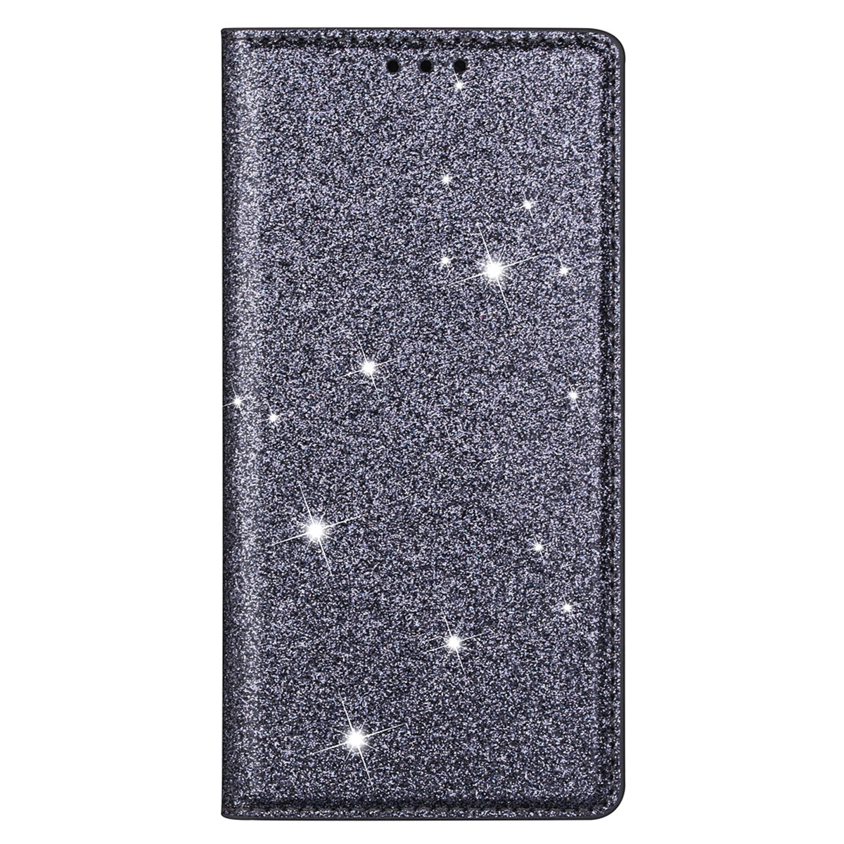 For Samsung Galaxy S24+ Case Card Holder Glittery Leather Stand Cover - Grey