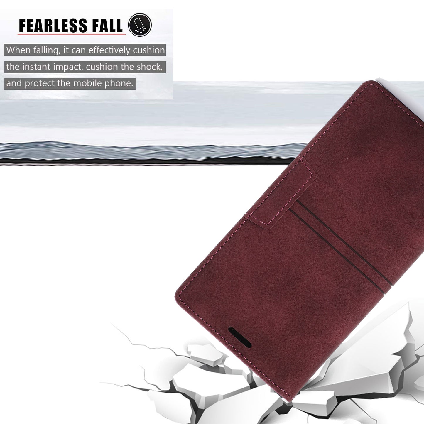 For Samsung Galaxy S24 Leather Case Anti-drop Wallet Phone Cover - Wine Red