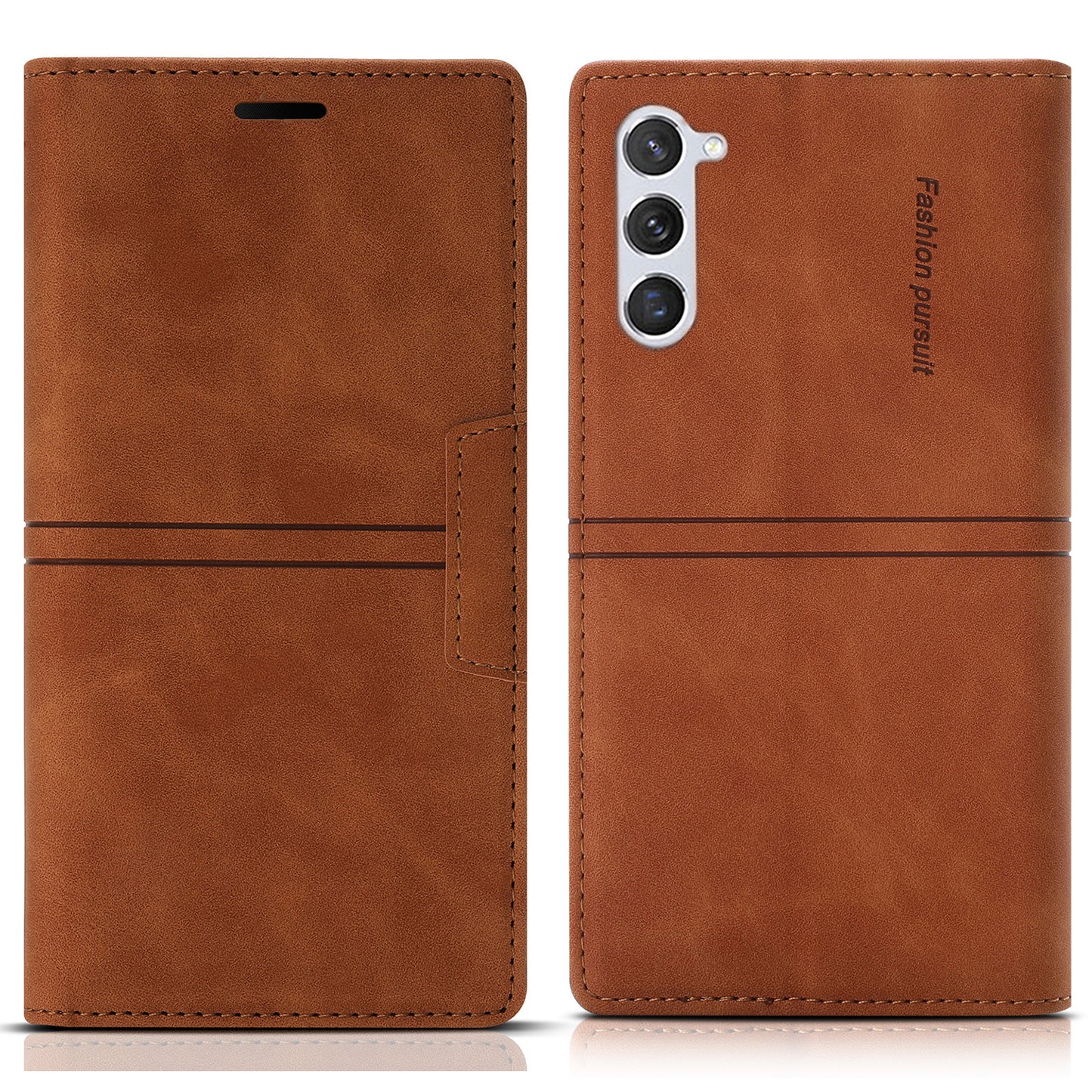For Samsung Galaxy S24 Leather Case Anti-drop Wallet Phone Cover - Brown