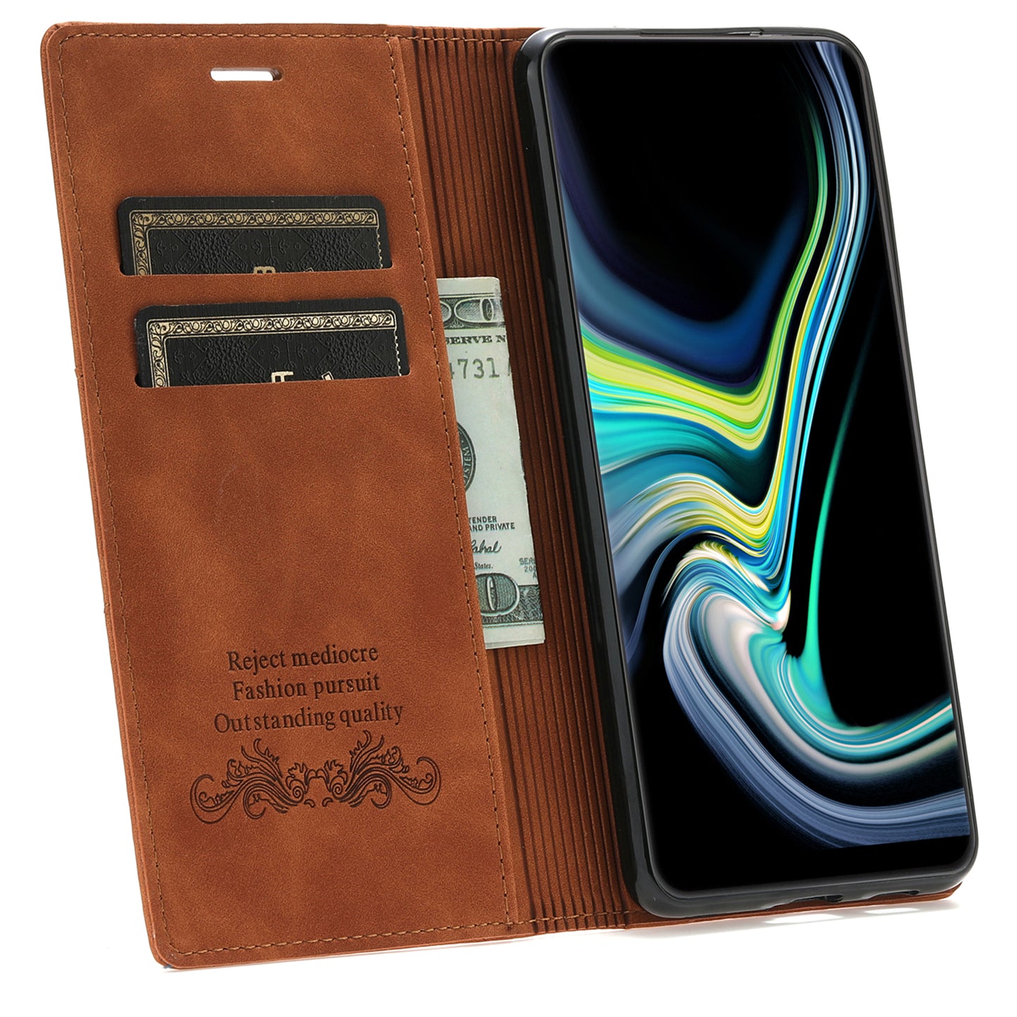 For Samsung Galaxy S24 Leather Case Anti-drop Wallet Phone Cover - Brown