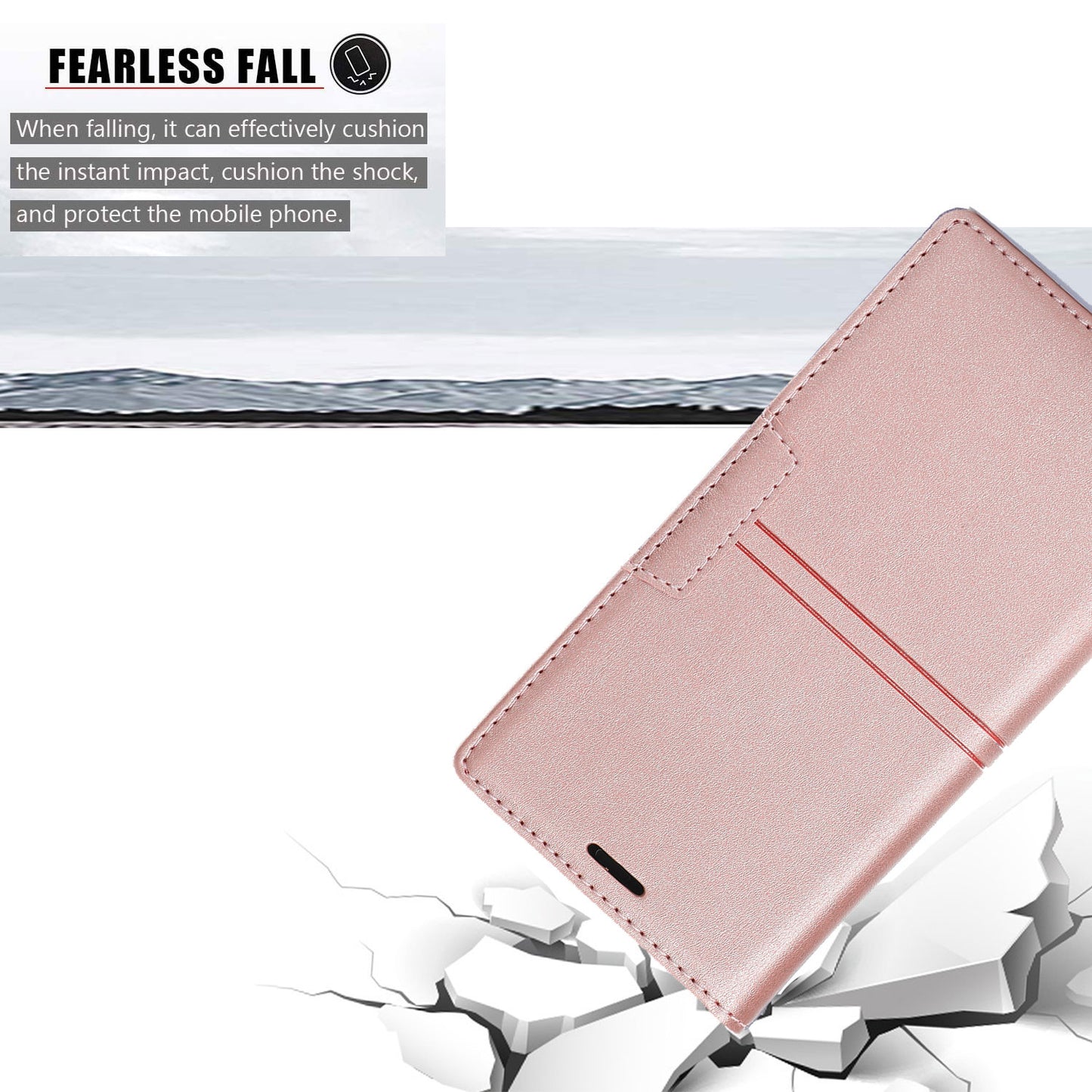 For Samsung Galaxy S24 Leather Case Anti-drop Wallet Phone Cover - Rose Gold