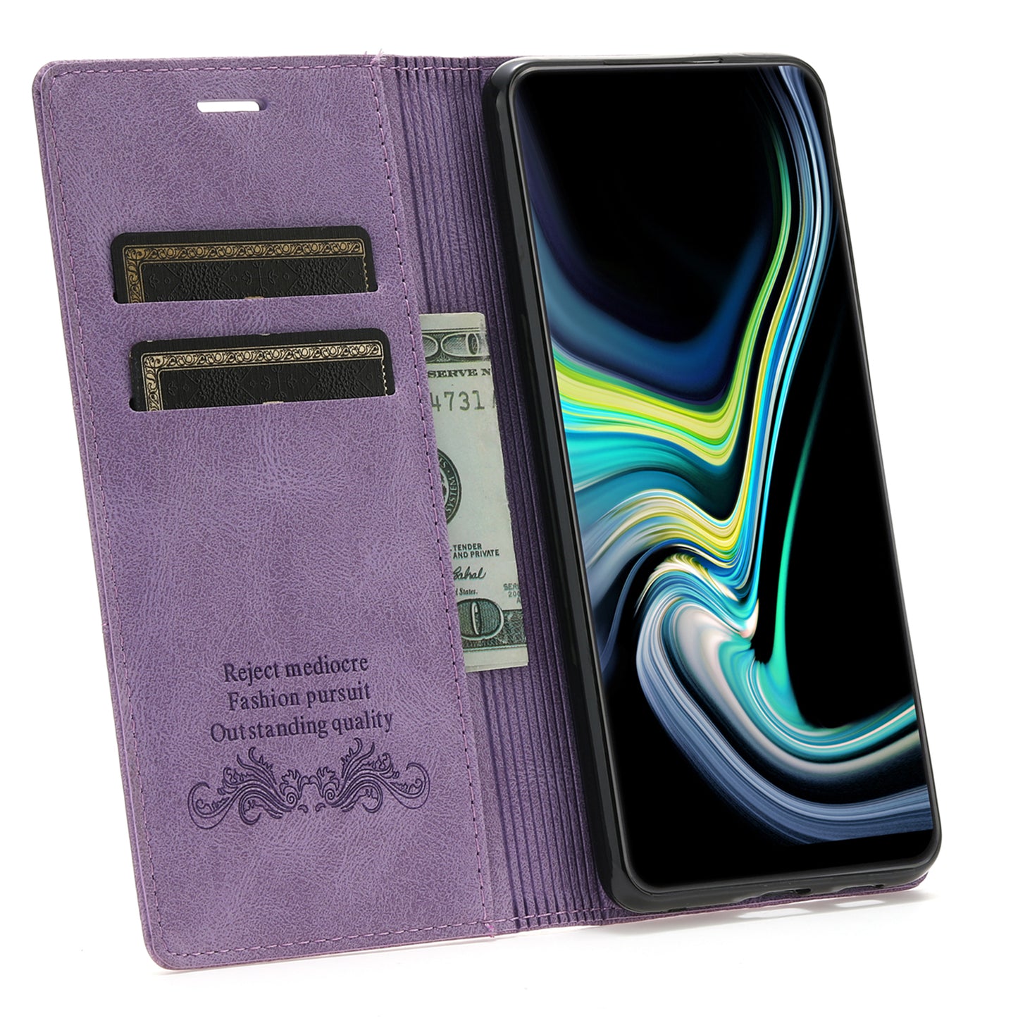 For Samsung Galaxy S24 Leather Case Anti-drop Wallet Phone Cover - Purple
