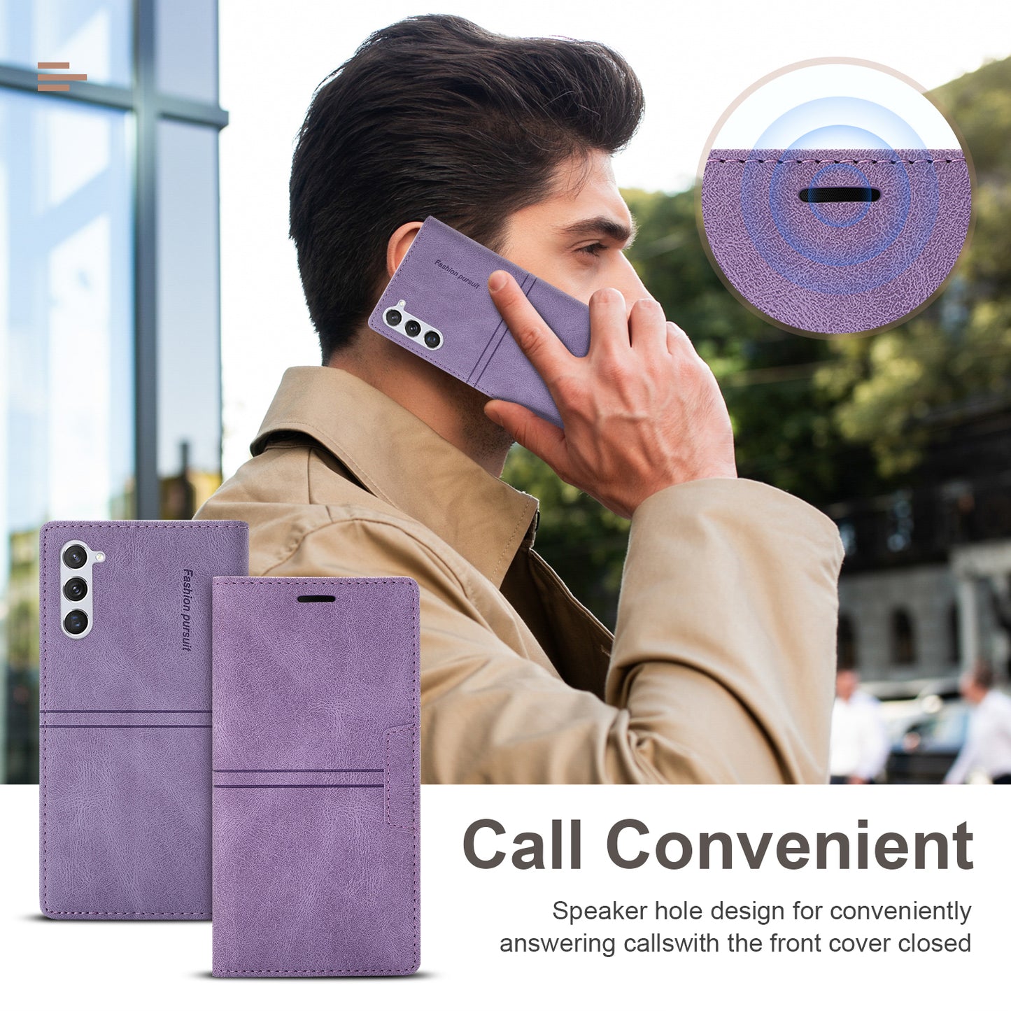 For Samsung Galaxy S24 Leather Case Anti-drop Wallet Phone Cover - Purple