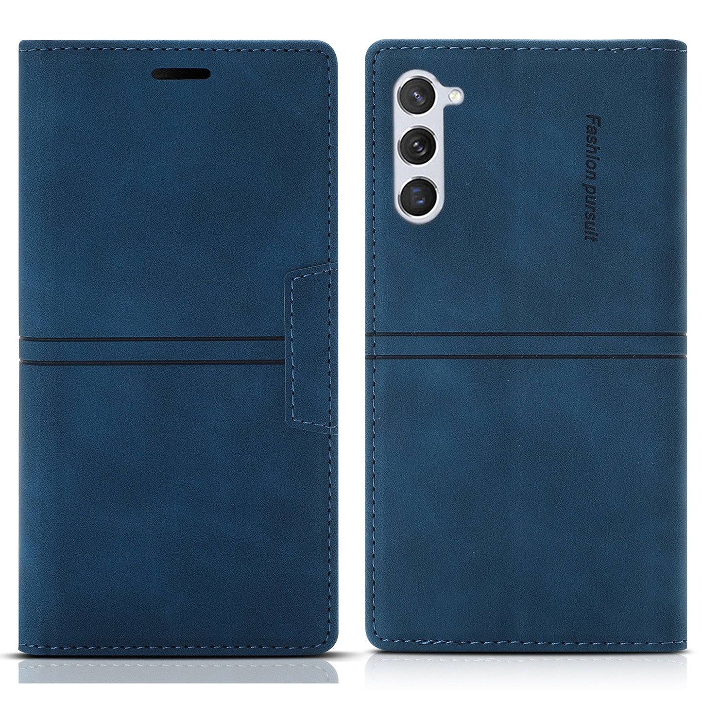 For Samsung Galaxy S24 Leather Case Anti-drop Wallet Phone Cover - Blue