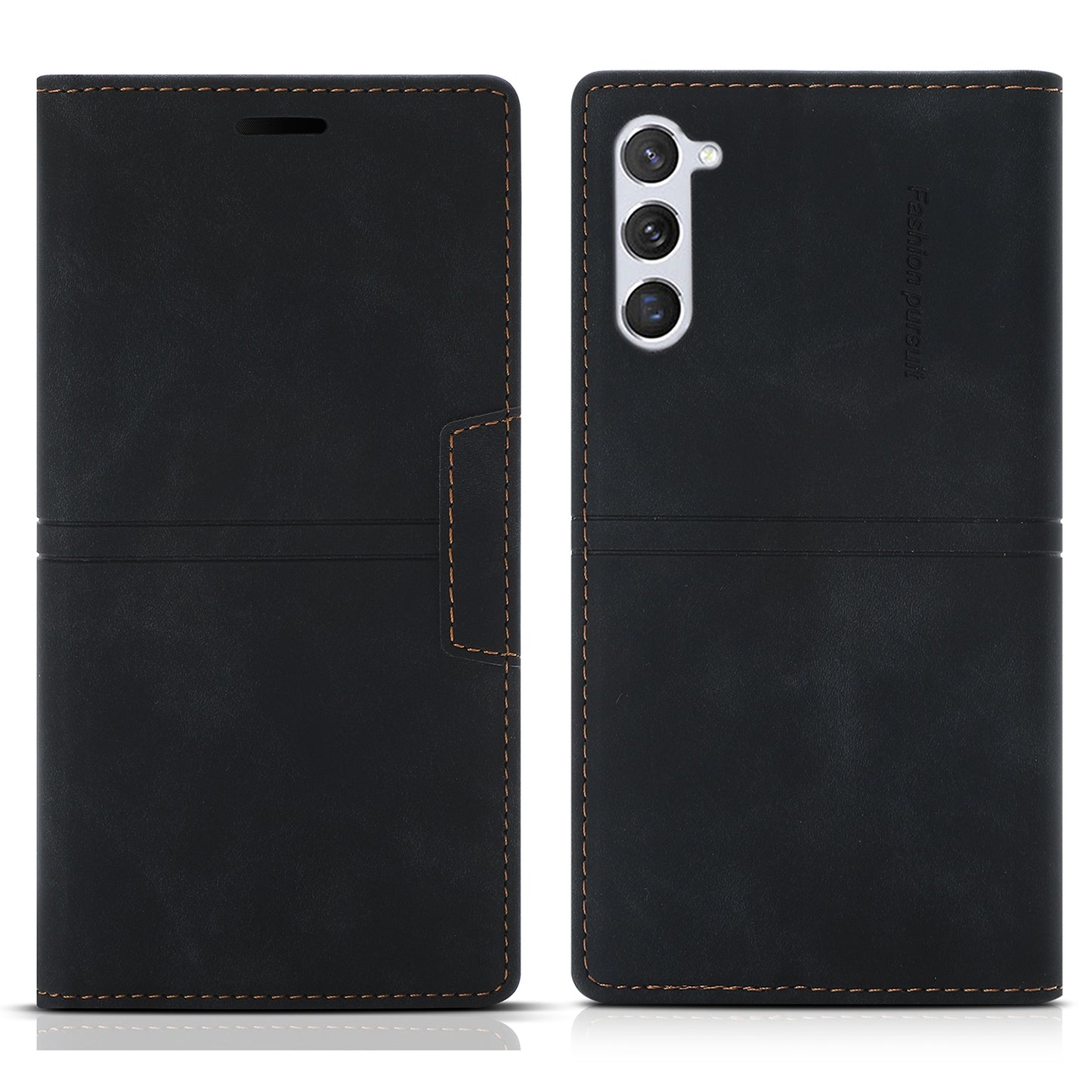 For Samsung Galaxy S24 Leather Case Anti-drop Wallet Phone Cover - Black