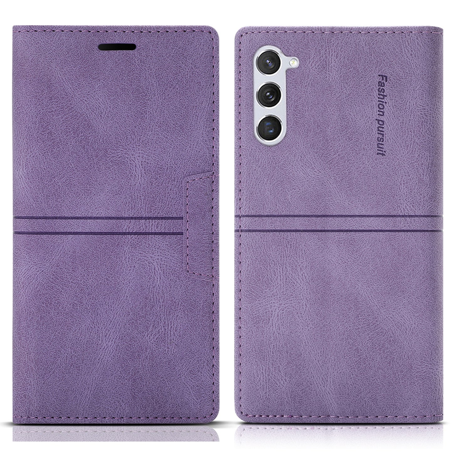 For Samsung Galaxy S24+ Case Wallet PU Leather Stand Phone Cover - Purple