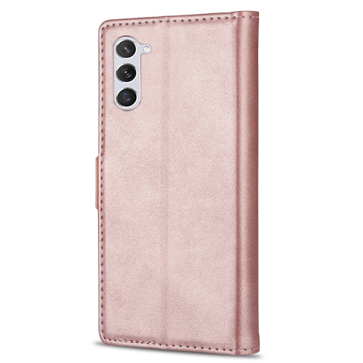 N.BEKUS For Samsung Galaxy S24 Case Skin-touch PU Leather Stand Cover - Rose Gold