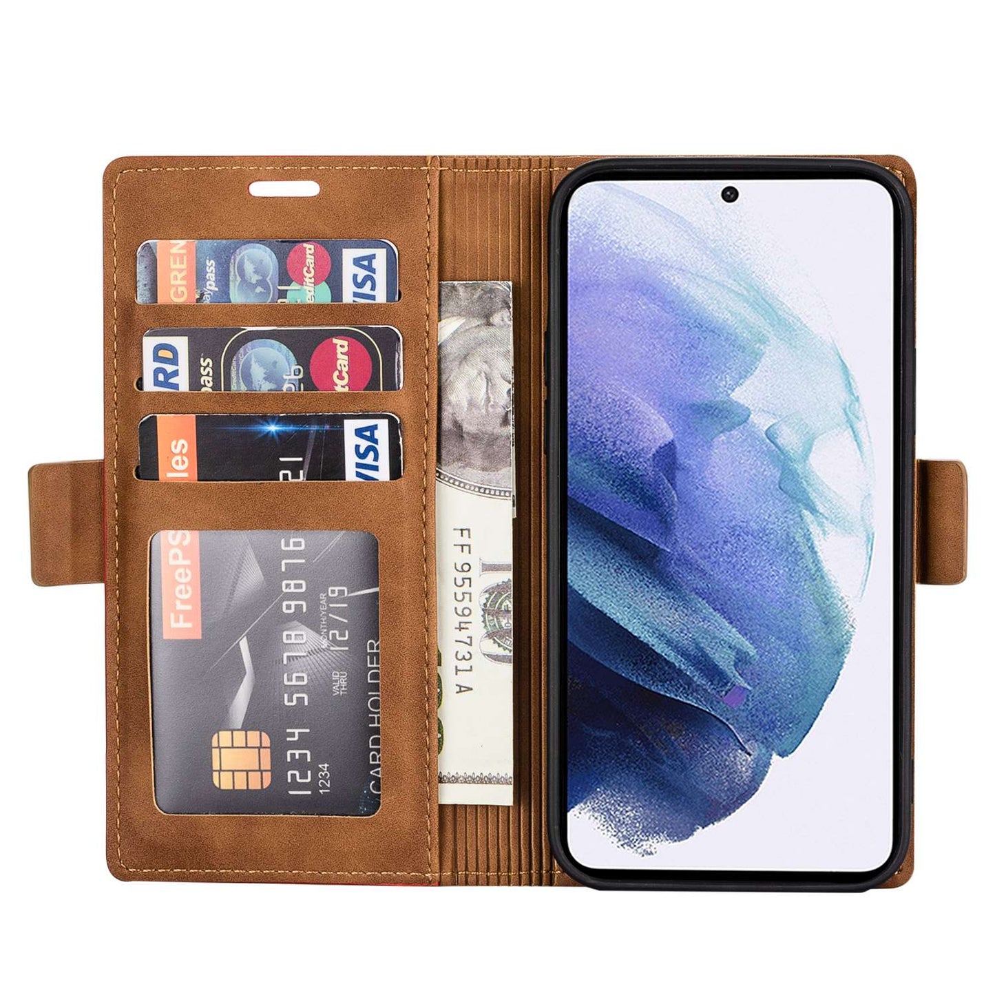 N.BEKUS For Samsung Galaxy S24 Case Skin-touch PU Leather Stand Cover - Brown