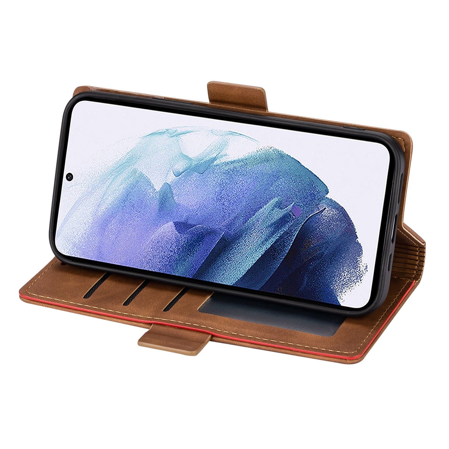 N.BEKUS For Samsung Galaxy S24 Case Skin-touch PU Leather Stand Cover - Brown