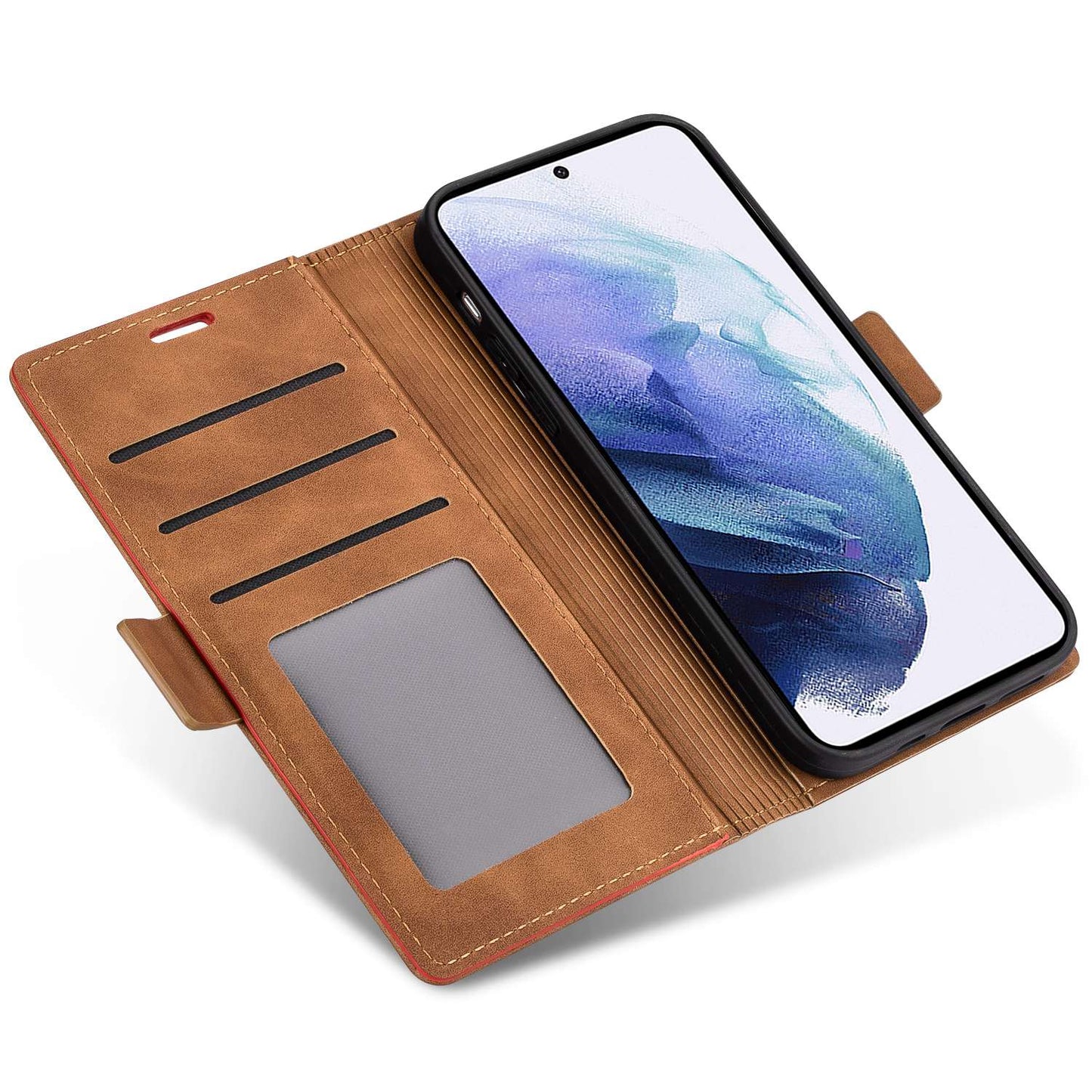 N.BEKUS For Samsung Galaxy S24 Case Skin-touch PU Leather Stand Cover - Brown
